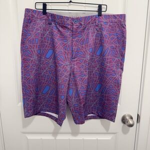 Hreski Men's Golf Shorts Chino Purple Blue Green Design Size 40
